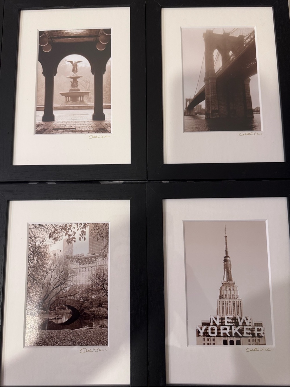Black Framed New York Sepia Photo Wall Art Set